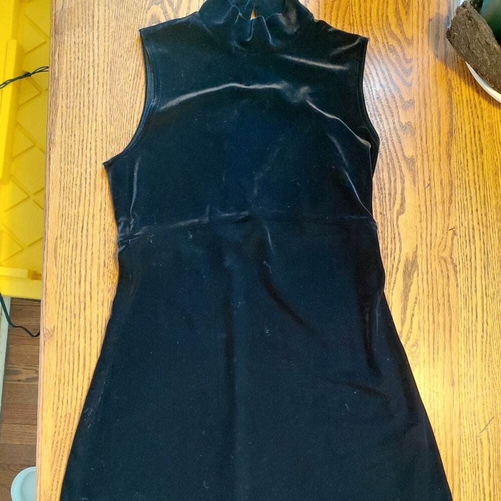 Vintage Y2K My Michelle Black Velvet Collared Mini Dress 90s Preppy Goth Size 11